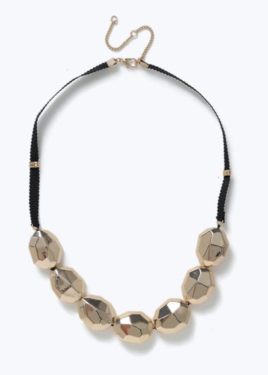 Muse Black Gold Nugget Cord Necklace