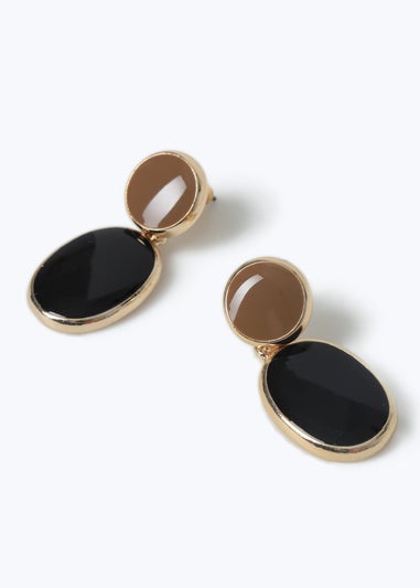 Muse Black And Beige Drop Earring