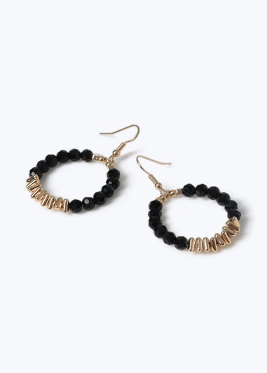 Muse Black And Gold Beaded Drop Earring