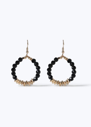 Muse Black And Gold Beaded Drop Earring