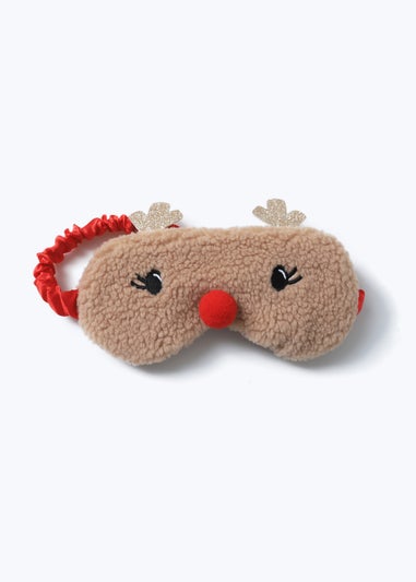 Muse Girls Brown Christmas Reindeer Eye Mask