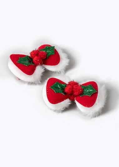 Muse Girls Red Christmas Novelty Bow Clips