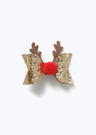 Muse Girls Gold Christmas Reindeer Clip