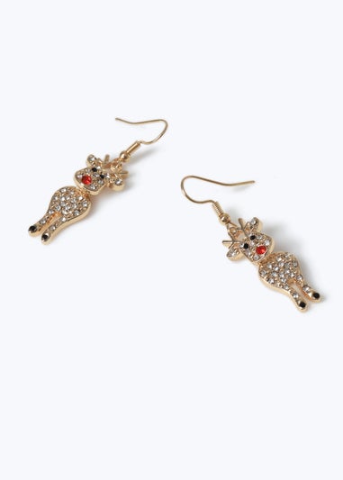 Muse Gold Christmas Reindeer Earring