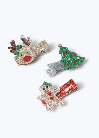 Muse Girls Multicoloured Christmas 3 Pack Clips