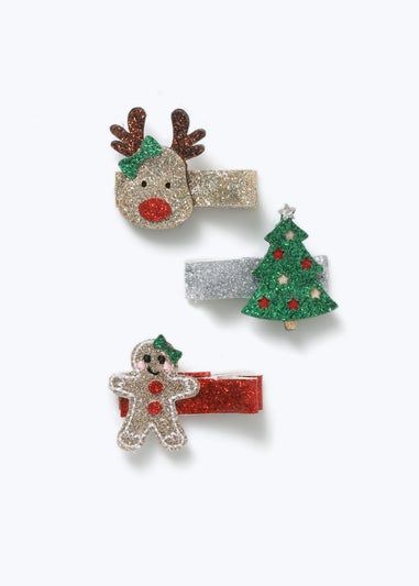 Muse Girls Multicoloured Christmas 3 Pack Clips