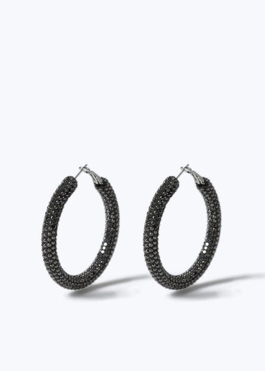 Muse Black Crystal Hoop Earring