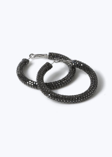 Muse Black Crystal Hoop Earring