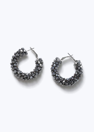 Muse Hematite Facet Hoop Earring