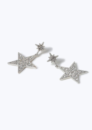 Muse Silver Sparkle Star Drop Earrings