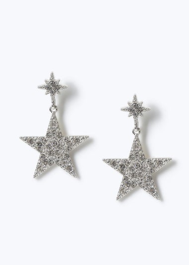 Muse Silver Sparkle Star Drop Earrings