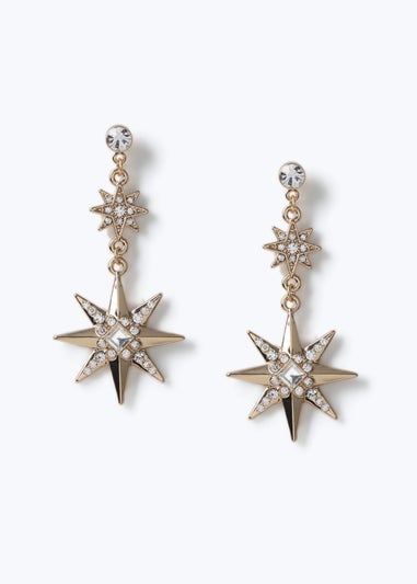 Muse Gold Sparkle Large Star Drop Earring