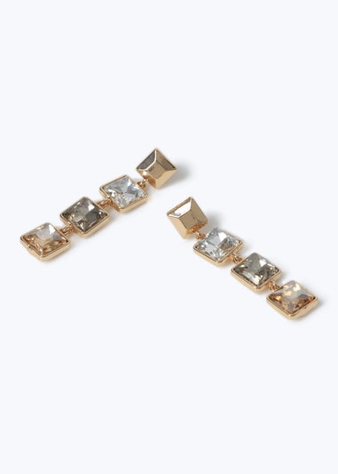 Muse Bronze Square Crystal Drop Earrings