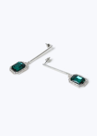 Muse Green Crystal Bar Drop Earrings