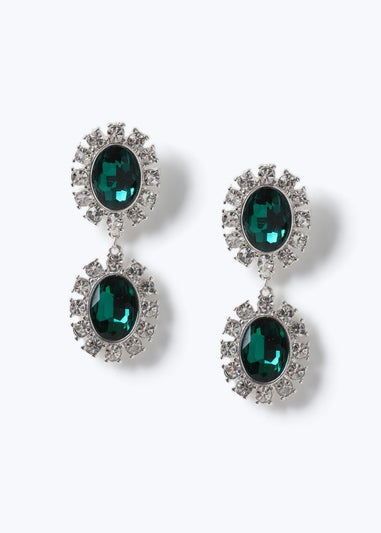 Muse Green Crystal 2 Drop Earring