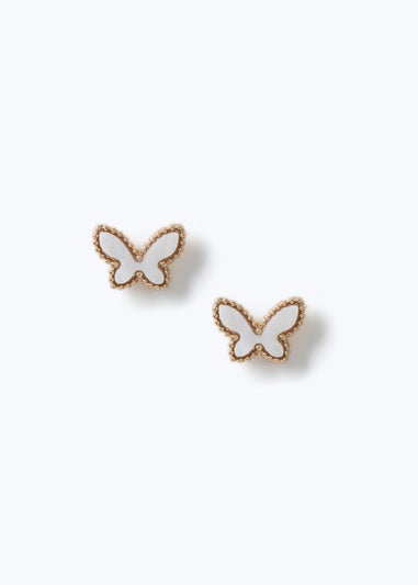 Muse Gold Mother Of Pearl Butterfly Stud Earring