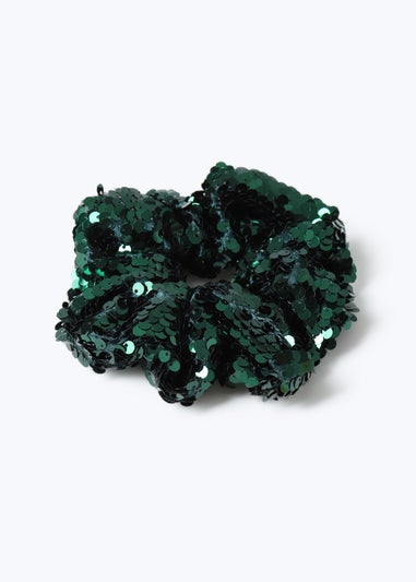 Muse Green Sequin Scrunchie Green