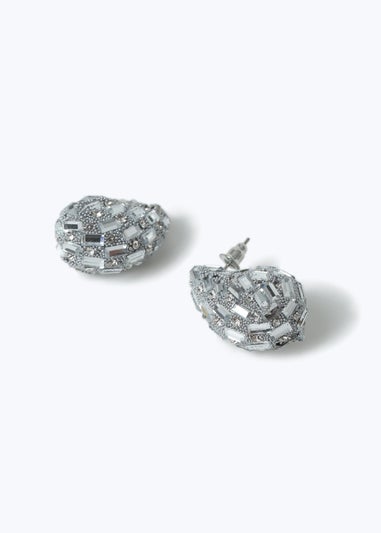 Muse Silver Mosaic Crystal Domed Stud Earring