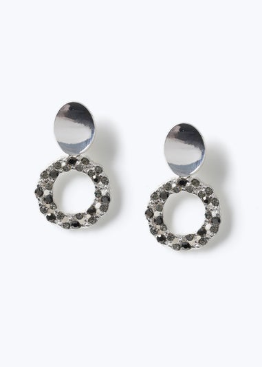 Muse Silver Small Circle Crystal Drop Earring