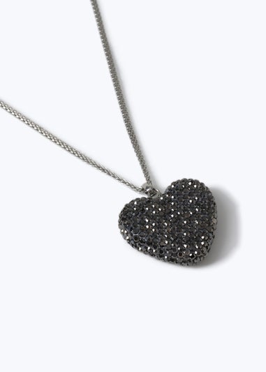 Muse Large Silver Sparkle Heart Necklace