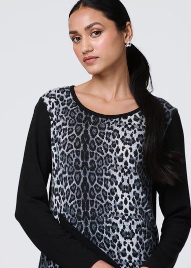 Izabel London Black Animal Print Asymmetric Hem Tunic