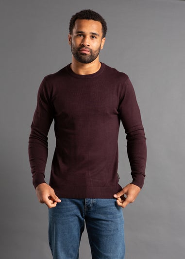 French Connection Burgundy Crew Neck Knitted Jumper