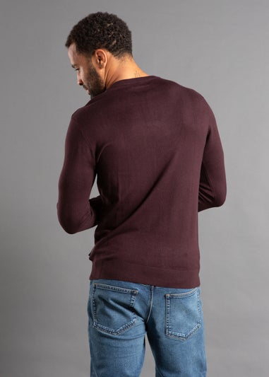 French Connection Burgundy Crew Neck Knitted Jumper