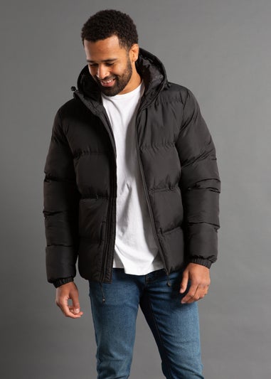 French Connection Black Hooded Neck Puffer Jacket with High Neck