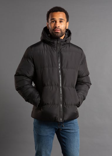 French Connection Black Hooded Neck Puffer Jacket with High Neck