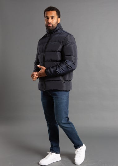 French Connection Navy Funnel Neck Puffer Jacket