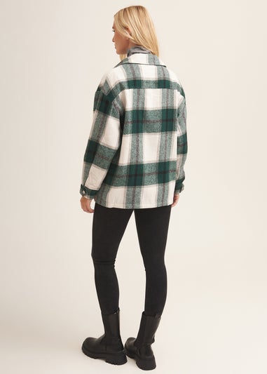 Gini London Green Check Oversized Pocket Detail Shacket