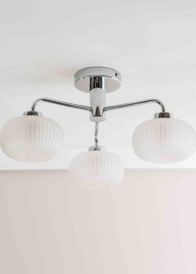 ValueLights Amaia Polished Silver Semi-Flush Light with Clear Globe Shade