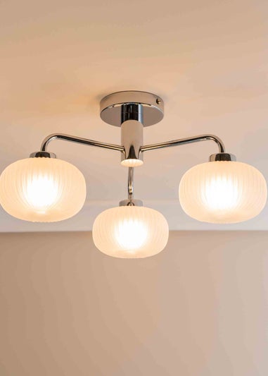 ValueLights Amaia Polished Silver Semi-Flush Light with Clear Globe Shade