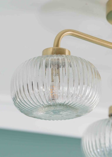 ValueLights Amaia Brushed Gold Semi-Flush Light with Clear Globe Shade