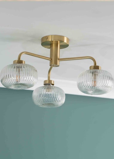 ValueLights Amaia Brushed Gold Semi-Flush Light with Clear Globe Shade