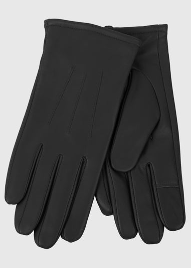 Totes Isotoner Black Three Point Leather Glove