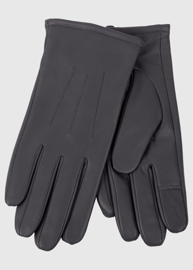 Totes Isotoner Grey Three Point Leather Glove