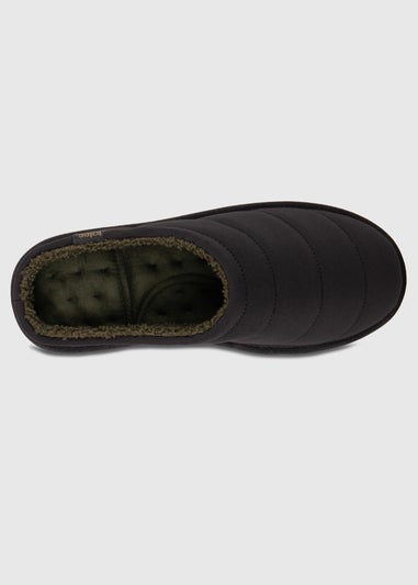 Totes Isotoner Black Sport Quilted Mule Slipper With Cosy Lining