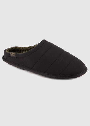 Totes Isotoner Black Sport Quilted Mule Slipper With Cosy Lining