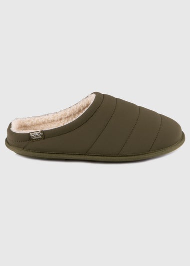 Totes Isotoner Khaki Sport Quilted Mule Slipper With Cosy Lining