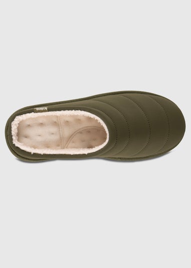 Totes Isotoner Khaki Sport Quilted Mule Slipper With Cosy Lining