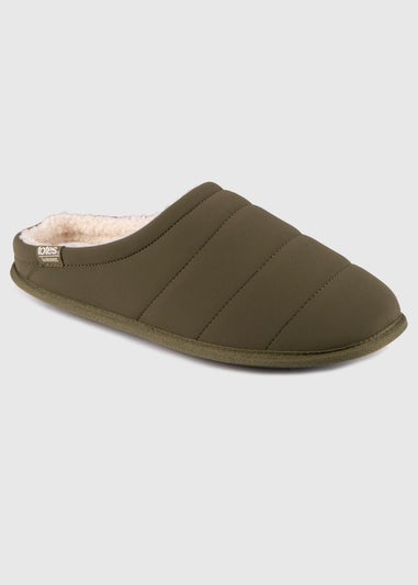 Totes Isotoner Khaki Sport Quilted Mule Slipper With Cosy Lining