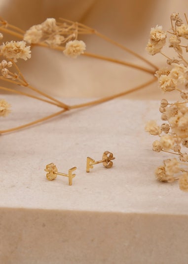 Golden Moments 9ct Yellow Gold 'F' Initial Stud Earrings