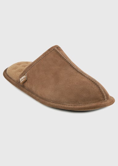 Totes Isotoner Tan Real Suede Mule Slipper