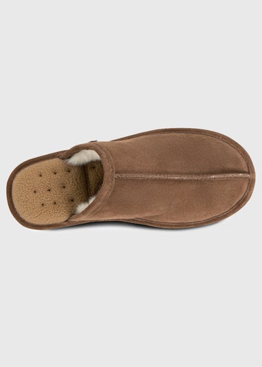 Totes Isotoner Tan Real Suede Mule Slipper