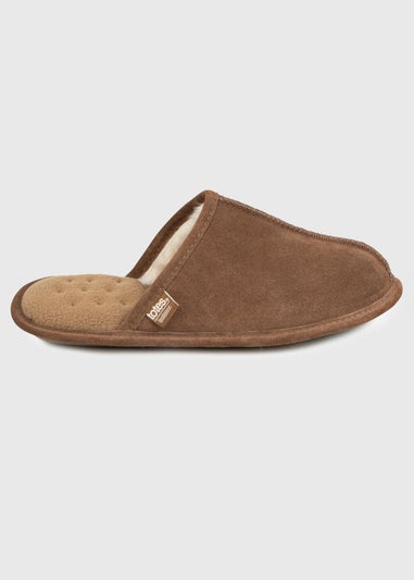 Totes Isotoner Tan Real Suede Mule Slipper