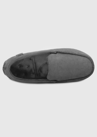 Totes Isotoner Grey Square Patterned Smart Moccasin Slipper