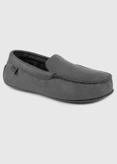 Totes Isotoner Grey Square Patterned Smart Moccasin Slipper