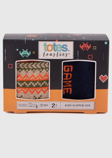 Totes Toasties Black Kids Original Slipper Socks (Twin Pack)