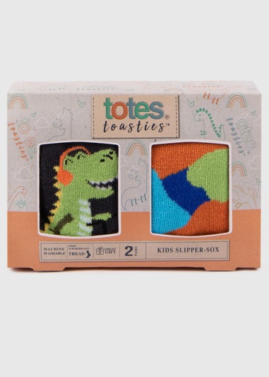 Totes Toasties Blue Childrens Original Slipper Socks (Twin Pack)